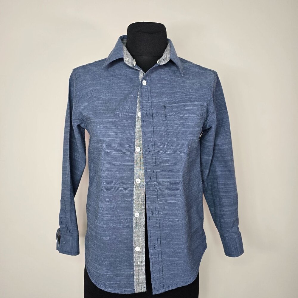 pd & c Big Boy Short Sleeves Button Down Blue Shirt Size 10/12
